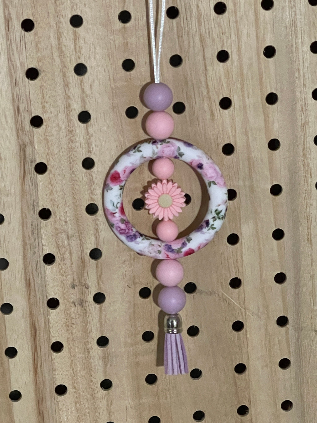 Pink and lavender floral car charm