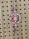 Pink and lavender floral car charm