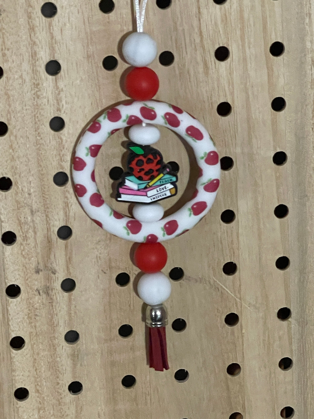 Apples, red and white car charm