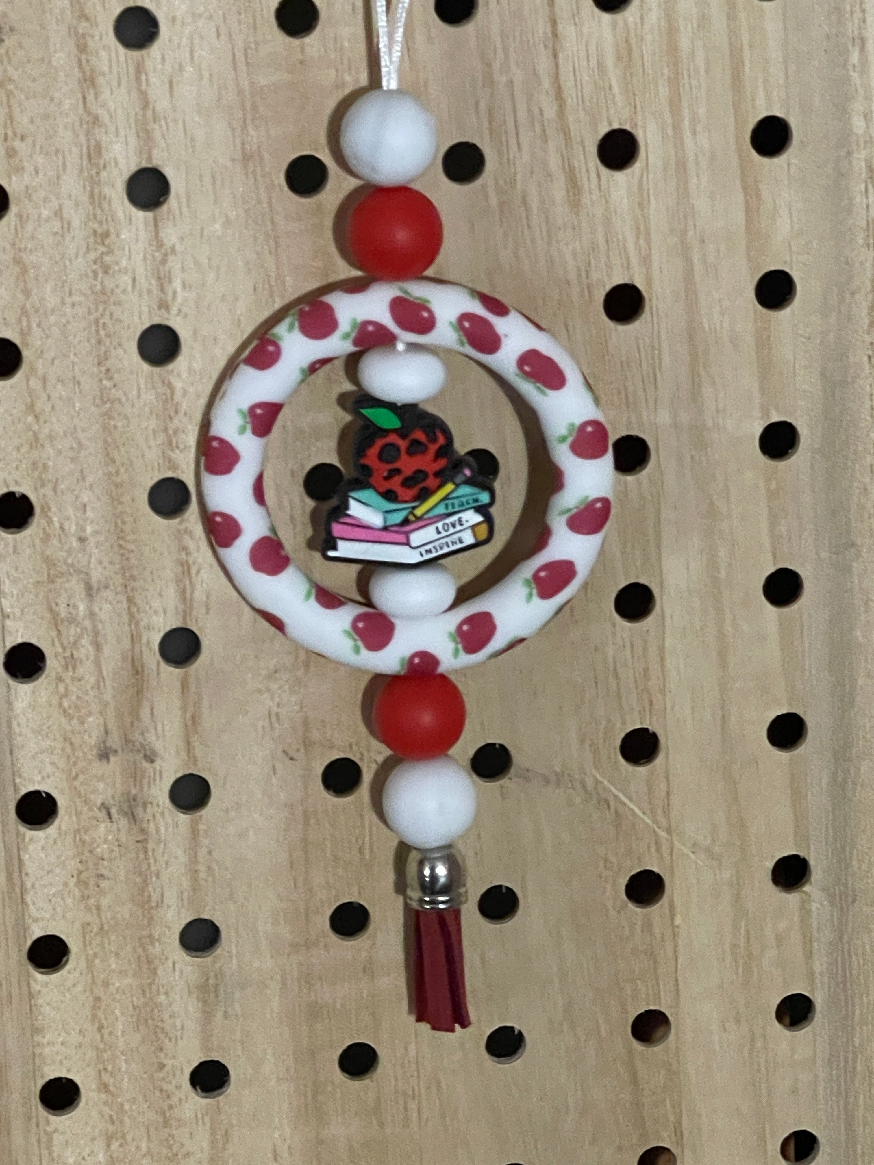 Apples, red and white car charm